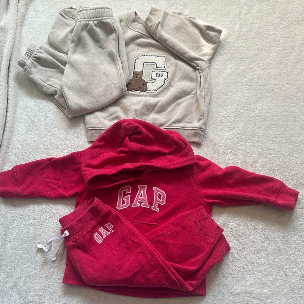 GAP Red and Beige Kids Hoodie and Sweatpants Set